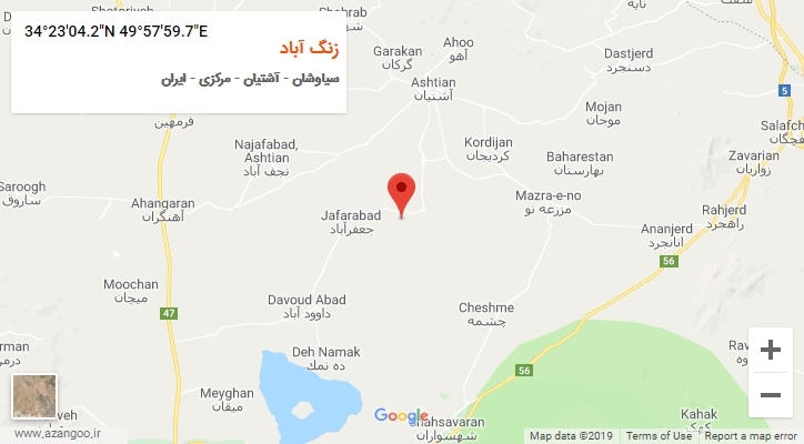 روستای زنگ آباد بر روی نقشه