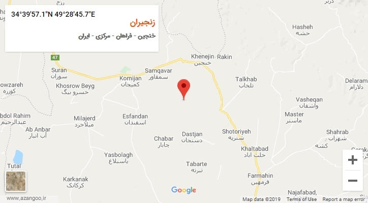 روستای زنجیران بر روی نقشه