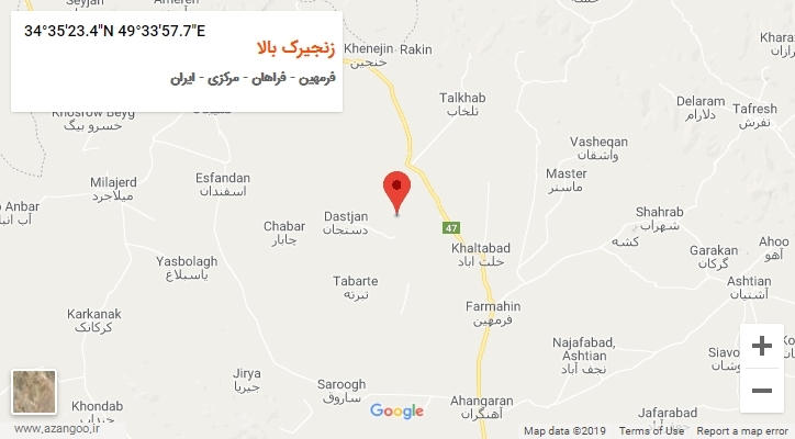 روستای زنجیرک بالا بر روی نقشه