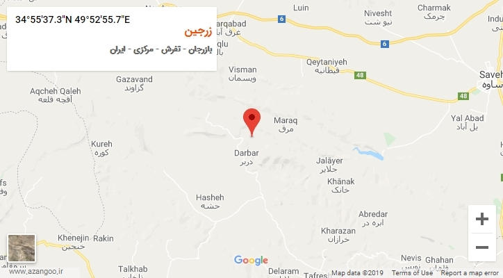 روستای زرجین بر روی نقشه