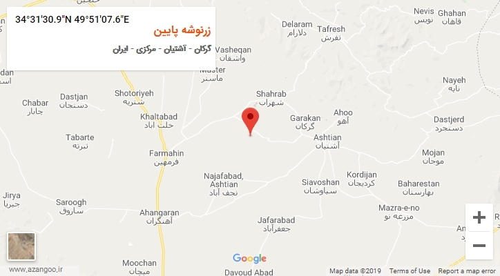 روستای زرنوشه پایین بر روی نقشه