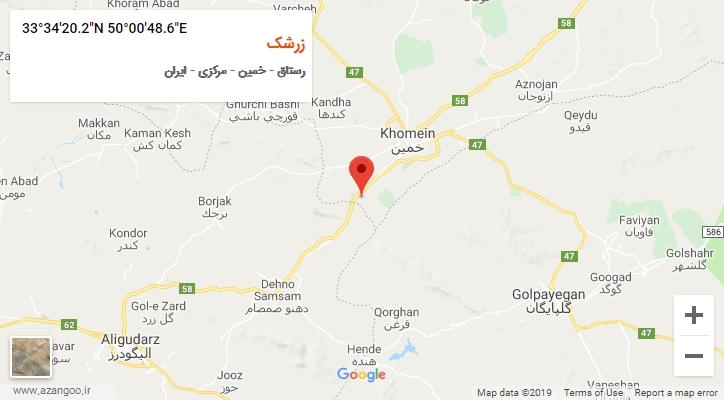 روستای زرشک بر روی نقشه