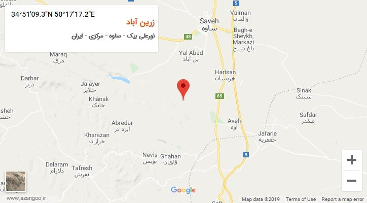 روستای زرین آباد بر روی نقشه