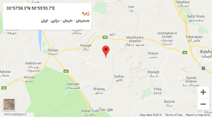 روستای زیره بر روی نقشه