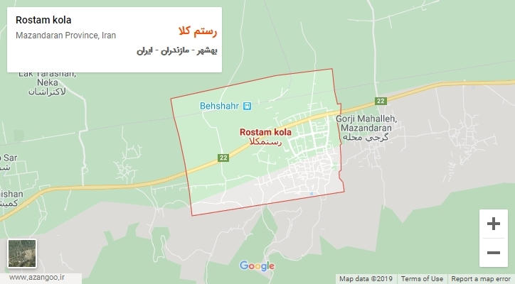 شهر رستم کلا بر روی نقشه
