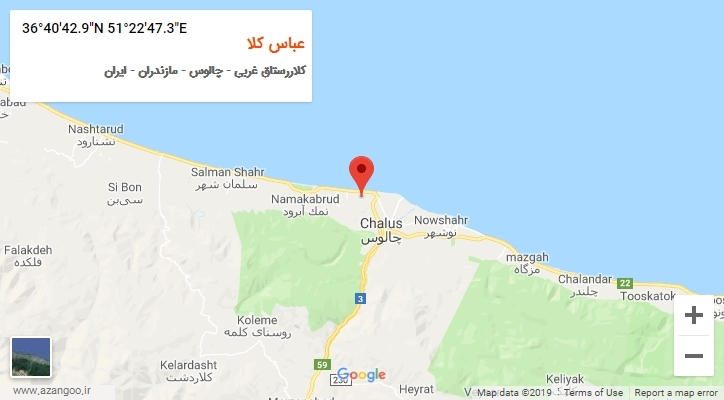 روستای عباس کلا بر روی نقشه