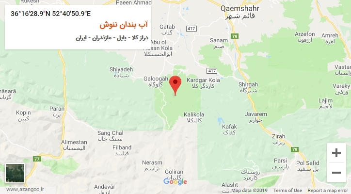 روستای آب بندان ننوش بر روی نقشه