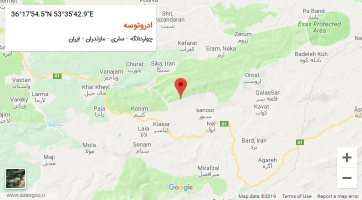 روستای ادروتوسه بر روی نقشه