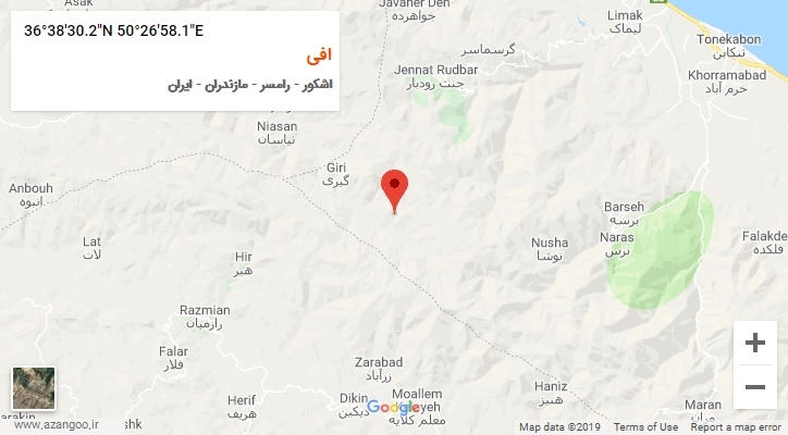 روستای افی بر روی نقشه