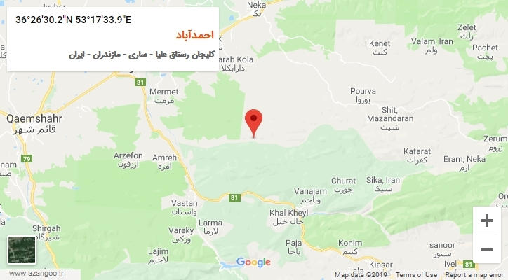 روستای احمدآباد بر روی نقشه