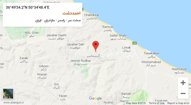 روستای احمددشت بر روی نقشه