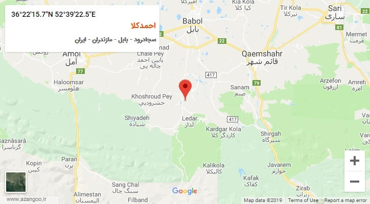 روستای احمدکلا بر روی نقشه