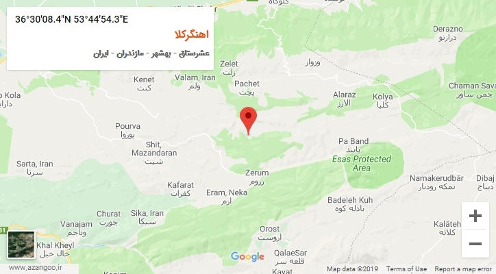 روستای اهنگرکلا بر روی نقشه