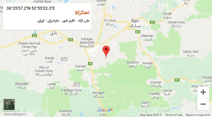 روستای اهنگرکلا بر روی نقشه