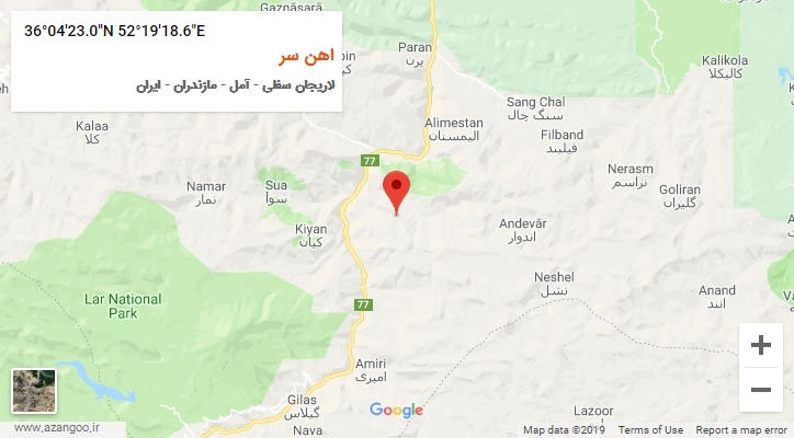 روستای اهن سر بر روی نقشه