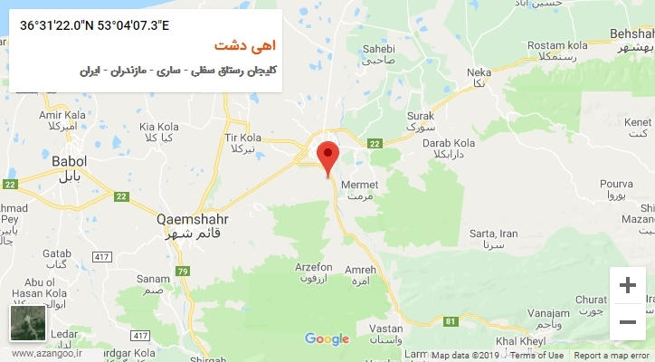 روستای اهی دشت بر روی نقشه