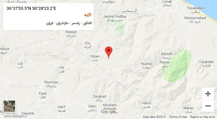 روستای اکنه بر روی نقشه
