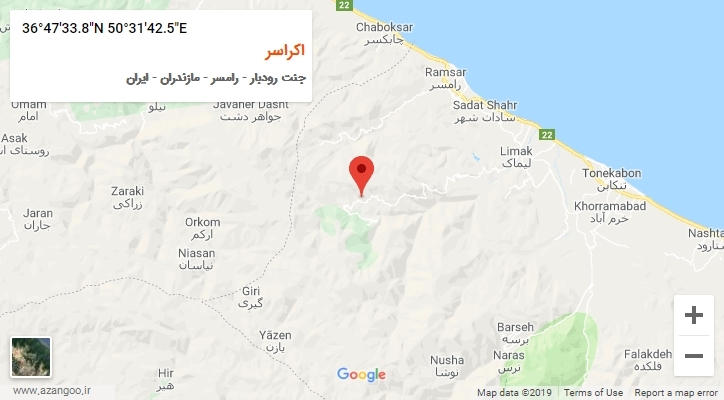 روستای اکراسر بر روی نقشه