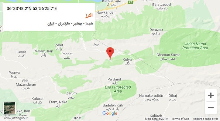 روستای الارز بر روی نقشه