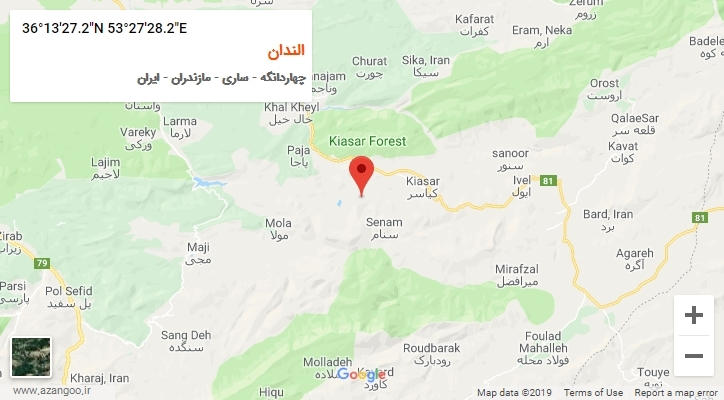 روستای الندان بر روی نقشه