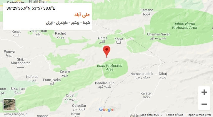 روستای علی آباد بر روی نقشه