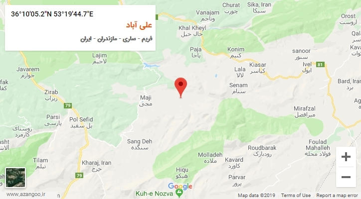 روستای علی آباد بر روی نقشه