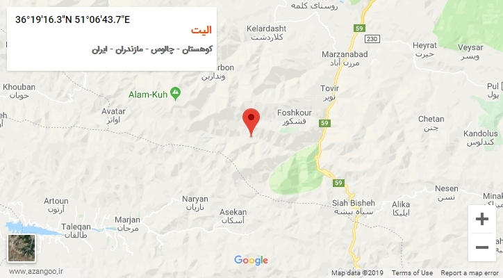 روستای الیت بر روی نقشه