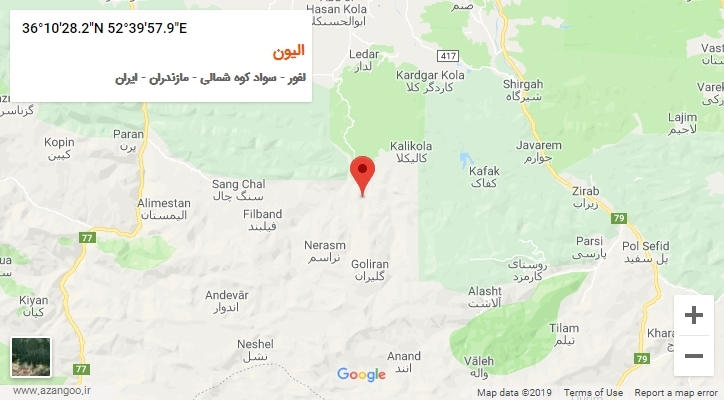 روستای الیون بر روی نقشه