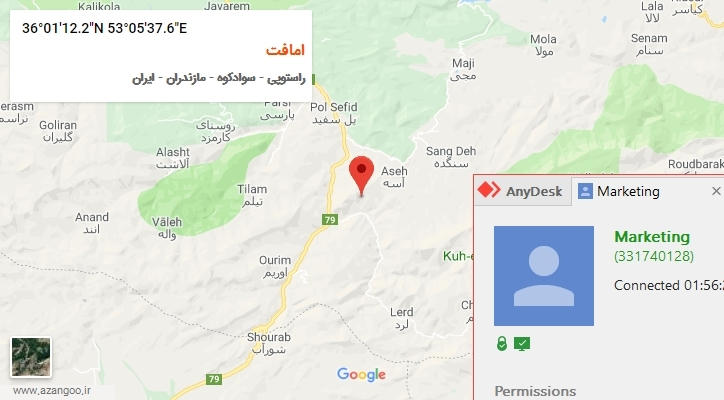 روستای امافت بر روی نقشه