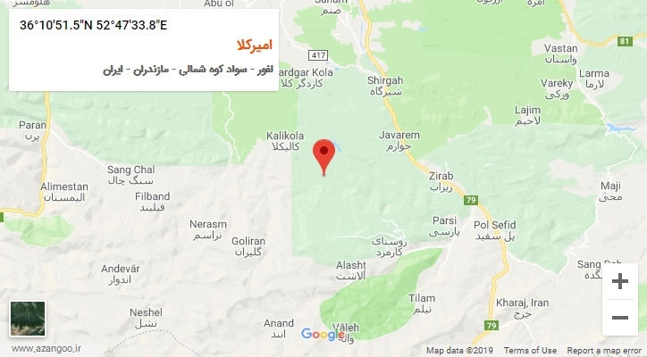 روستای امیرکلا بر روی نقشه