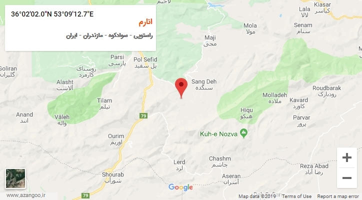 روستای انارم بر روی نقشه