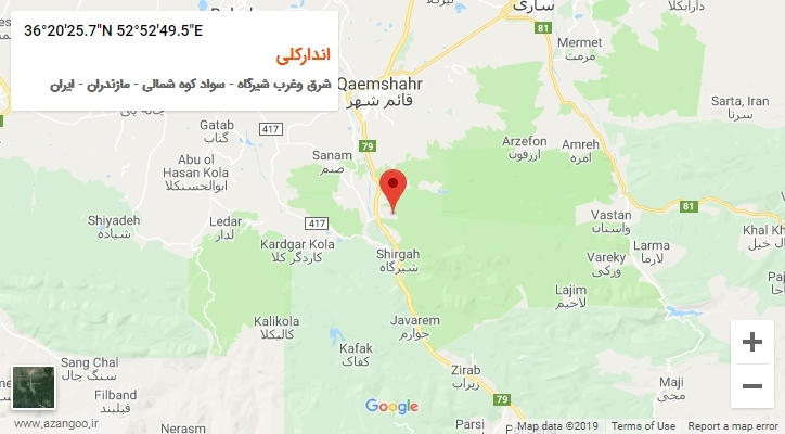 روستای اندارکلی بر روی نقشه