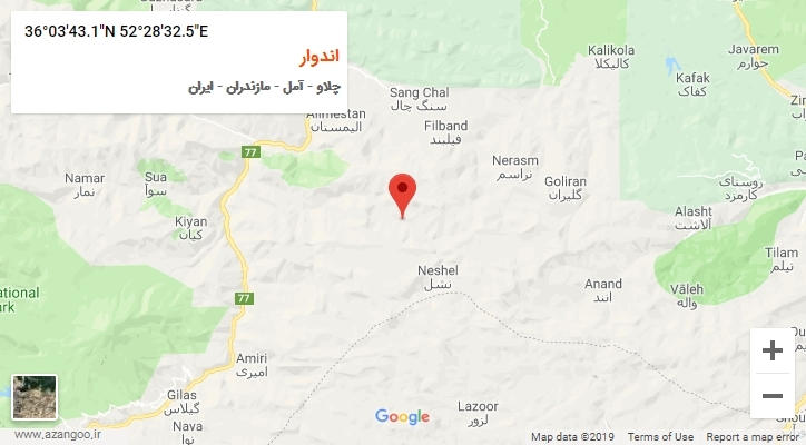 روستای اندوار بر روی نقشه