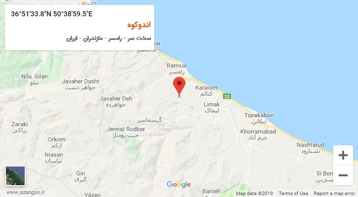 روستای اندوکوه بر روی نقشه