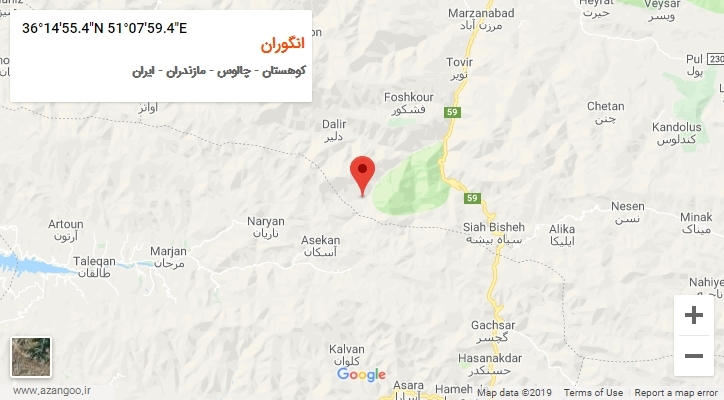روستای انگوران بر روی نقشه
