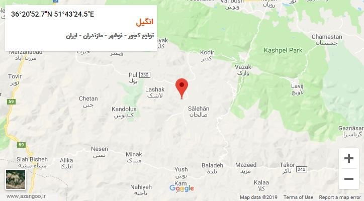روستای انگیل بر روی نقشه