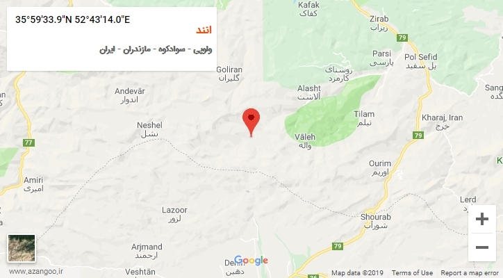 روستای انند بر روی نقشه