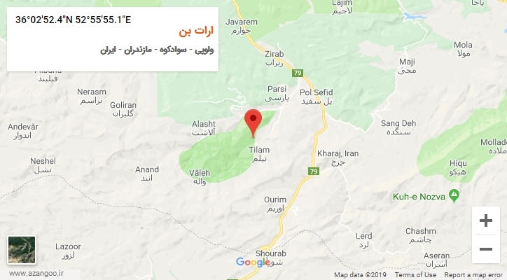 روستای ارات بن بر روی نقشه