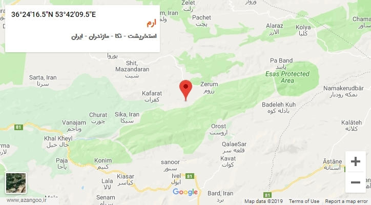 روستای ارم بر روی نقشه