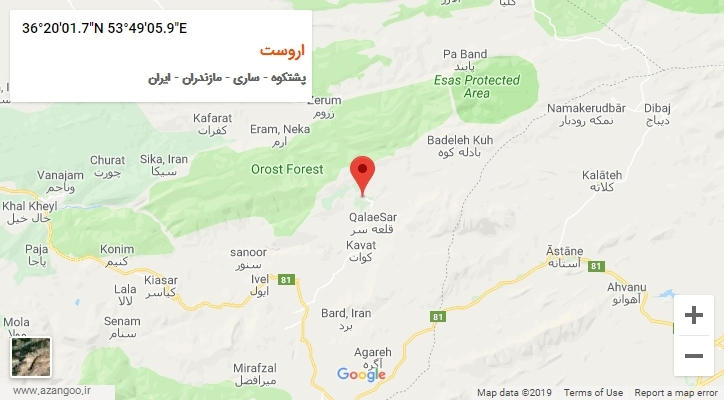 روستای اروست بر روی نقشه