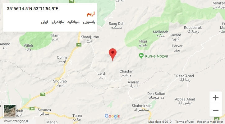 روستای اریم بر روی نقشه