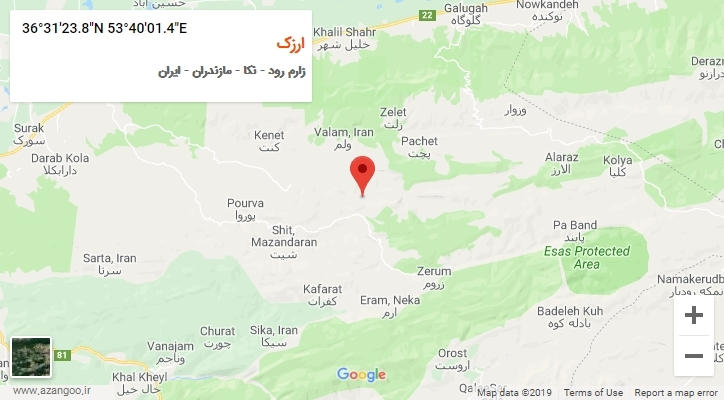 روستای ارزک بر روی نقشه