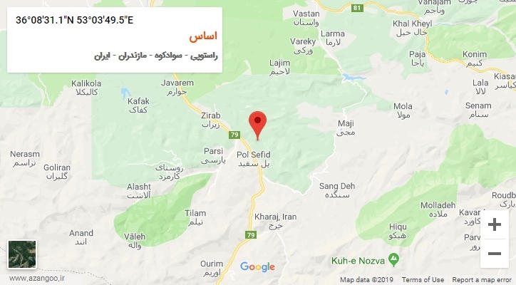 روستای اساس بر روی نقشه