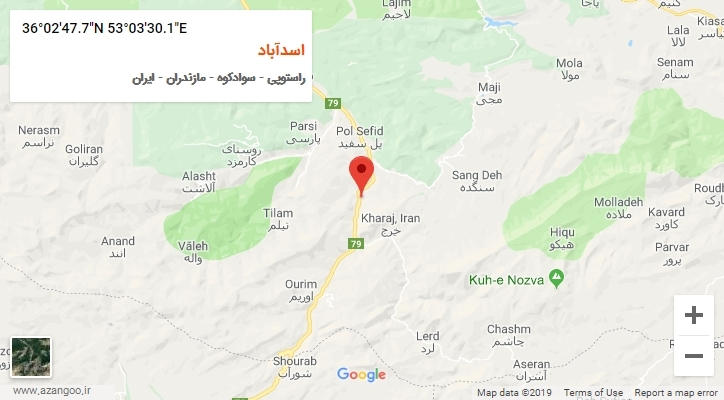 روستای اسدآباد بر روی نقشه