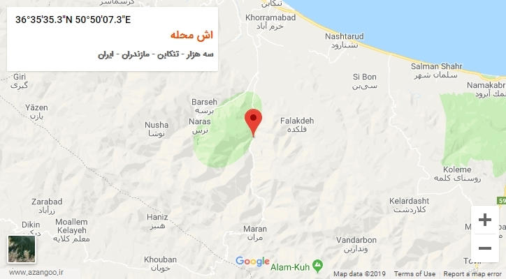 روستای اش محله بر روی نقشه