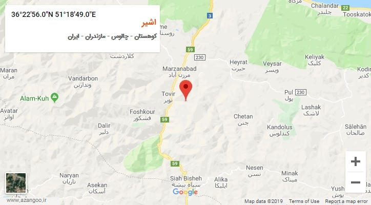 روستای اشیر بر روی نقشه