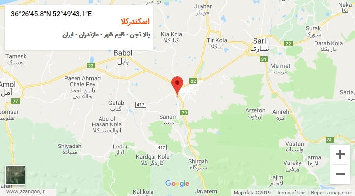 روستای اسکندرکلا بر روی نقشه
