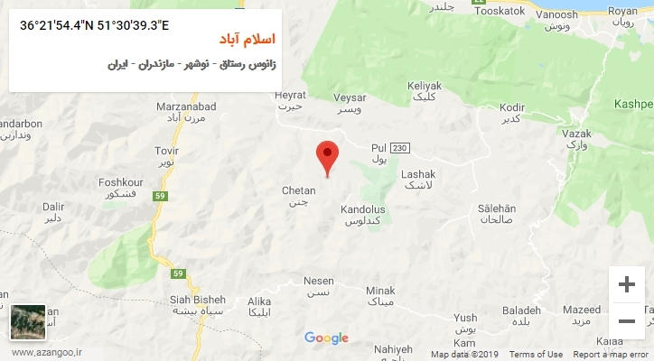 روستای اسلام آباد بر روی نقشه