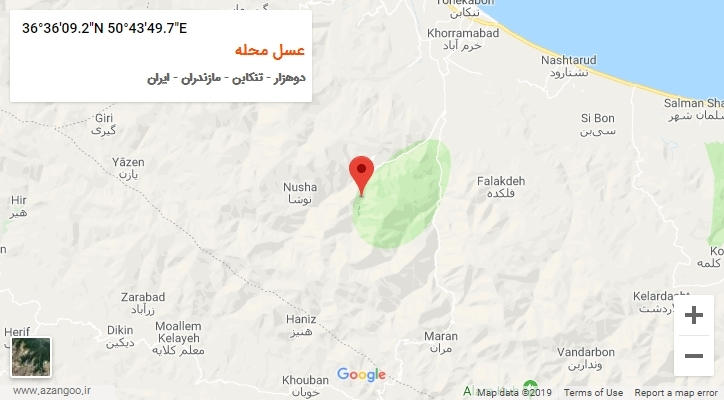 روستای عسل محله بر روی نقشه