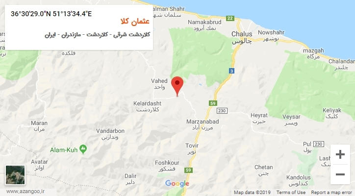 روستای عثمان کلا بر روی نقشه